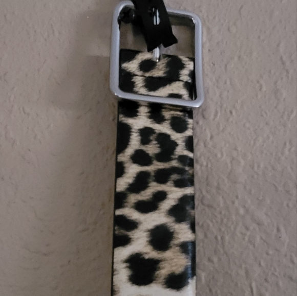 INC International Concepts Animal Print Leopard Panel Belt Small Cream B… - Picture 2 of 6